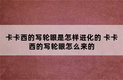 卡卡西的写轮眼是怎样进化的 卡卡西的写轮眼怎么来的